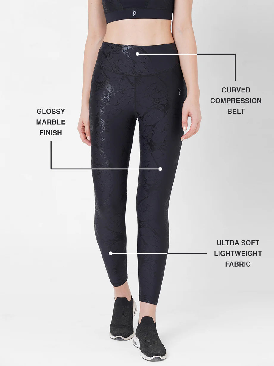 Saam Fashion Black All Marble Leggings