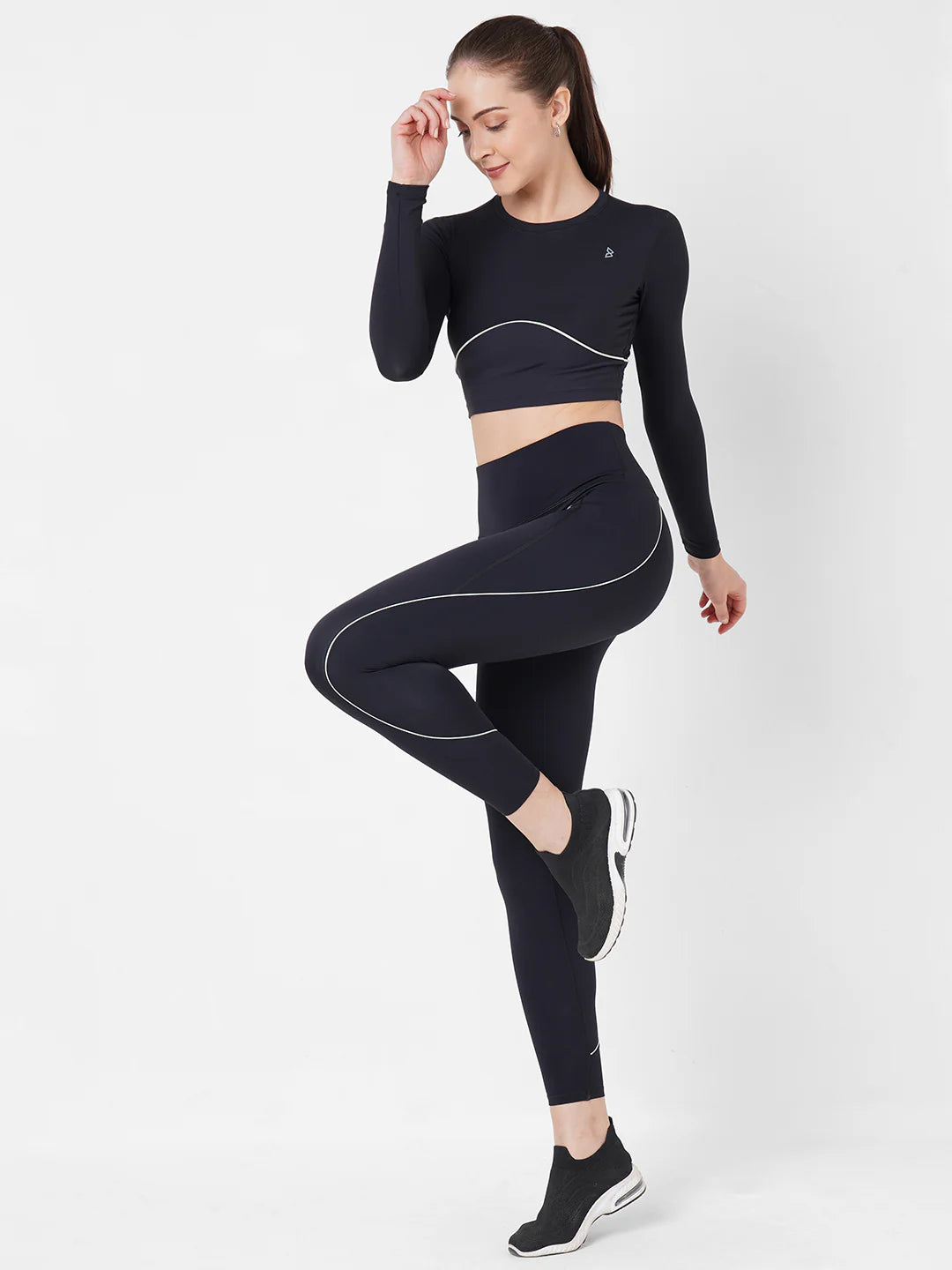 Saam Fashion Black And Mint Endurance High Waist Leggings
