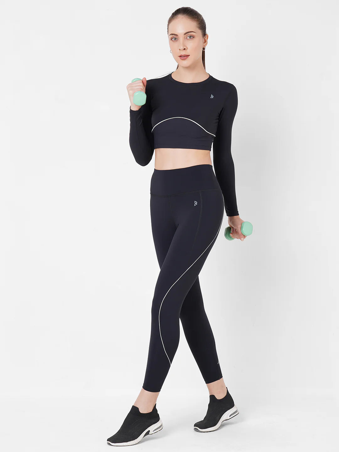Saam Fashion Black And Mint Endurance High Waist Leggings
