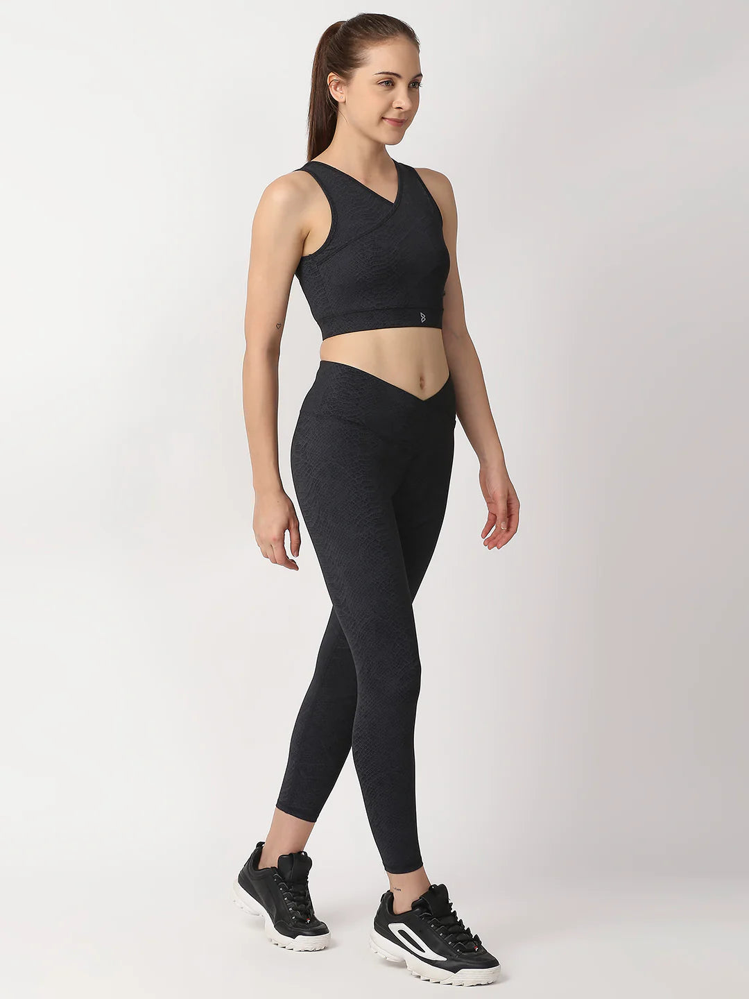 Saam Fashion Black Snake Skin Crop Top