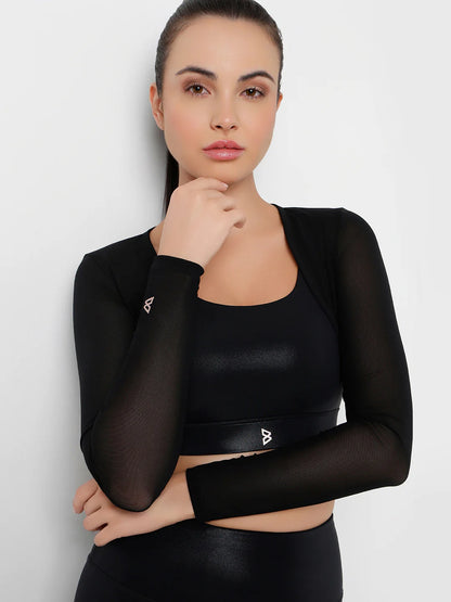 Saam Fashion Sheer Impact Black Mesh Bolero