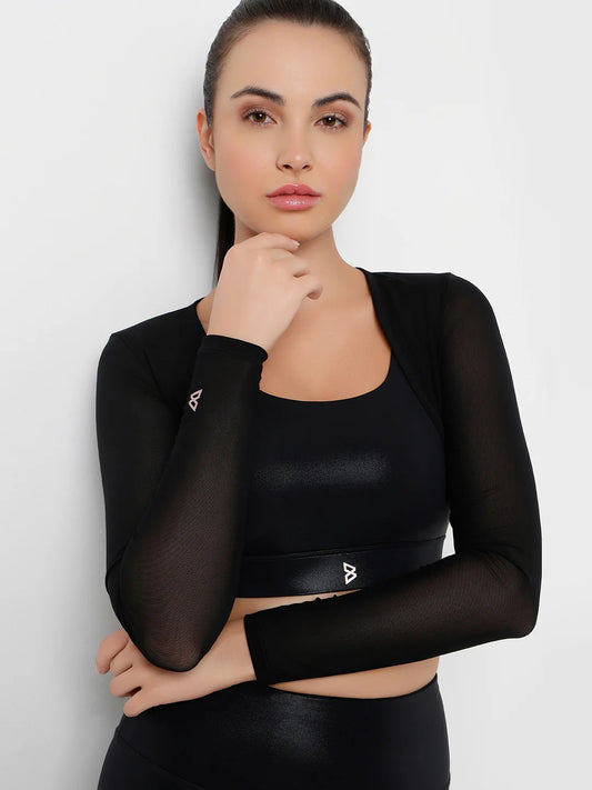 Saam Fashion Sheer Impact Black Mesh Bolero