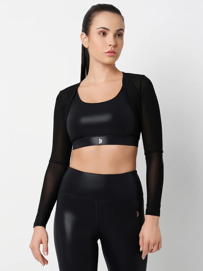 Saam Fashion Sheer Impact Black Mesh Bolero