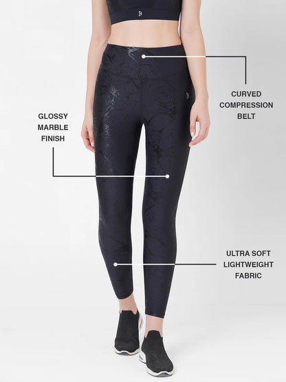 Saam Fashion Black All Marble Leggings