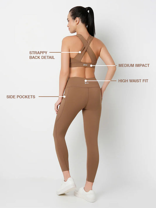 Saam Fashion Stay in Motion Mocha Activewear Set