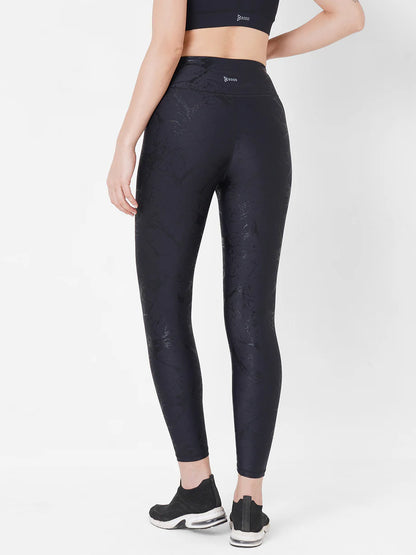 Saam Fashion Black All Marble Leggings