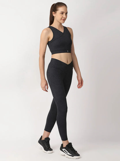 Saam Fashion Black Snake Skin Crop Top