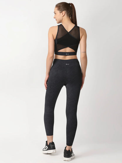 Saam Fashion Black Snake Skin Crop Top
